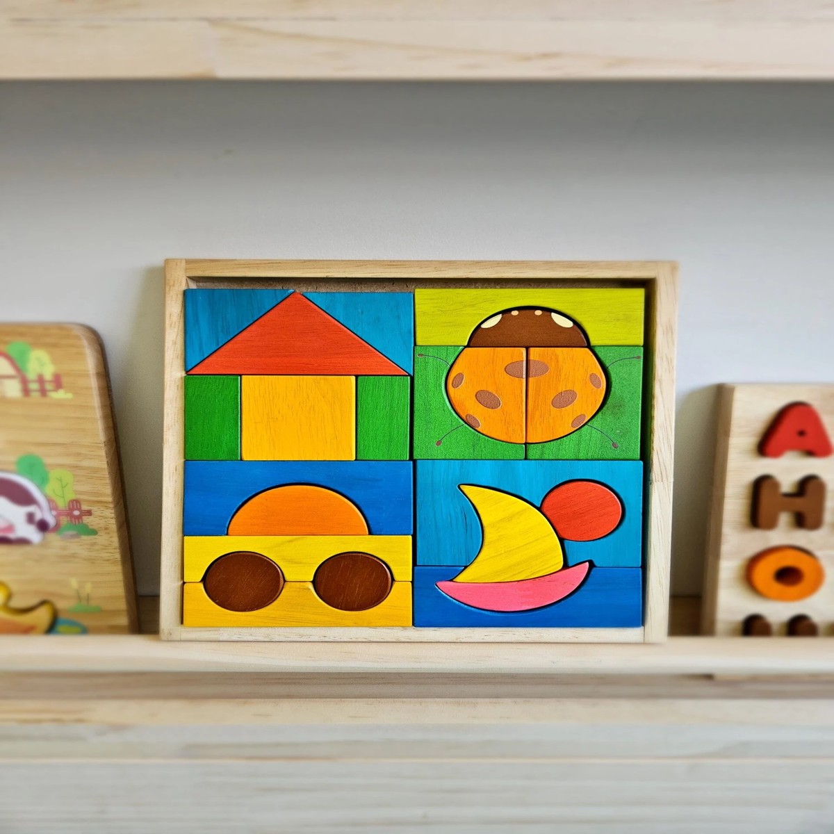 Qtoys 4 in 1 Wooden Block Puzzle