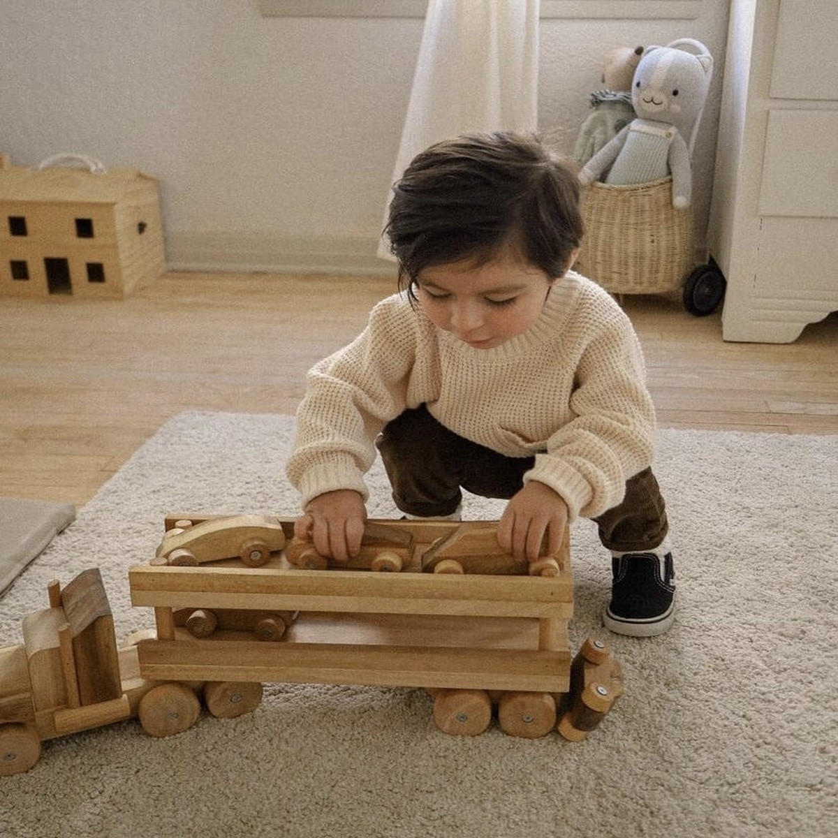 Qtoys Natural Wooden Car Transport Truck