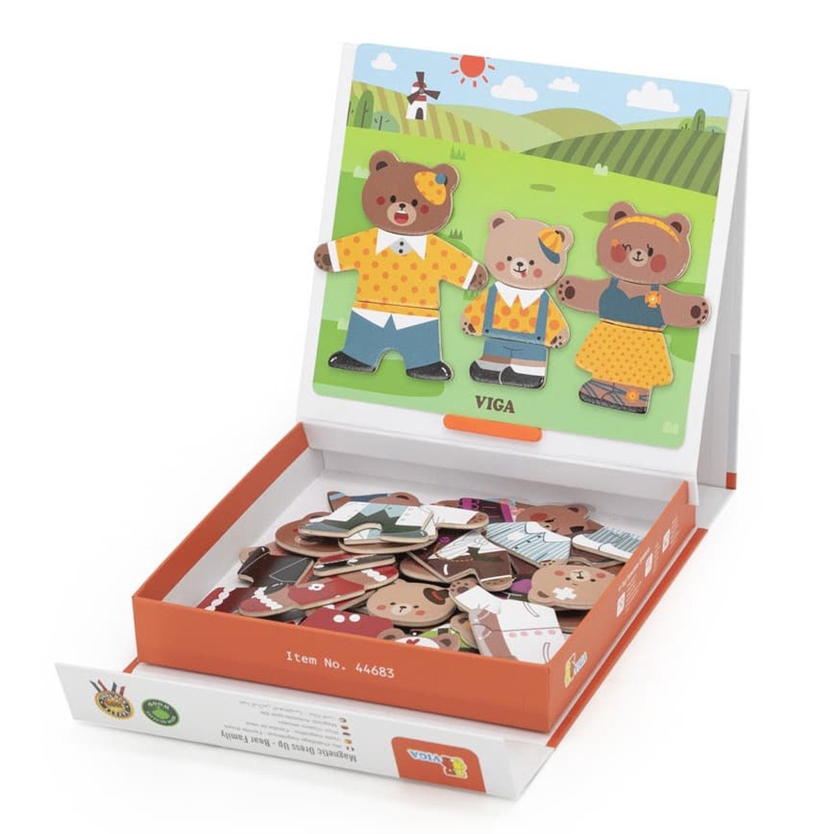 Viga Wooden Magnetic Dress Up - Bear Family
