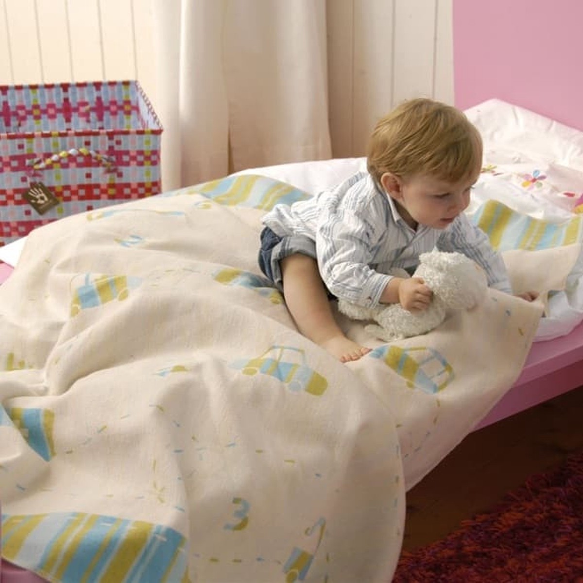 David Fussenegger Off White Cars Cot Blanket