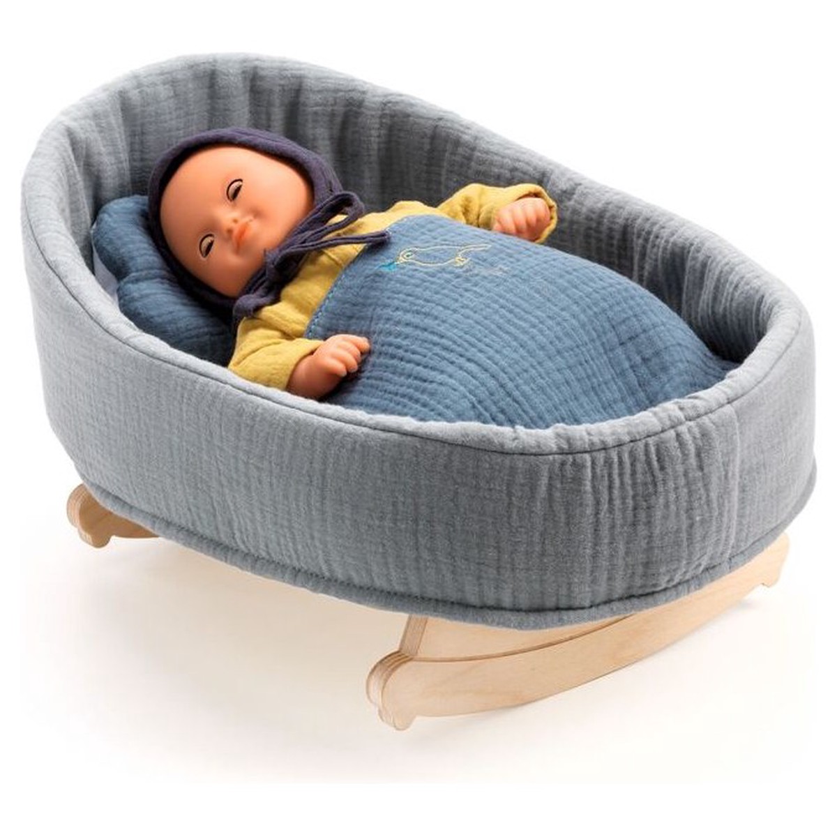 Djeco Blue Dream Doll Rocking Cradle