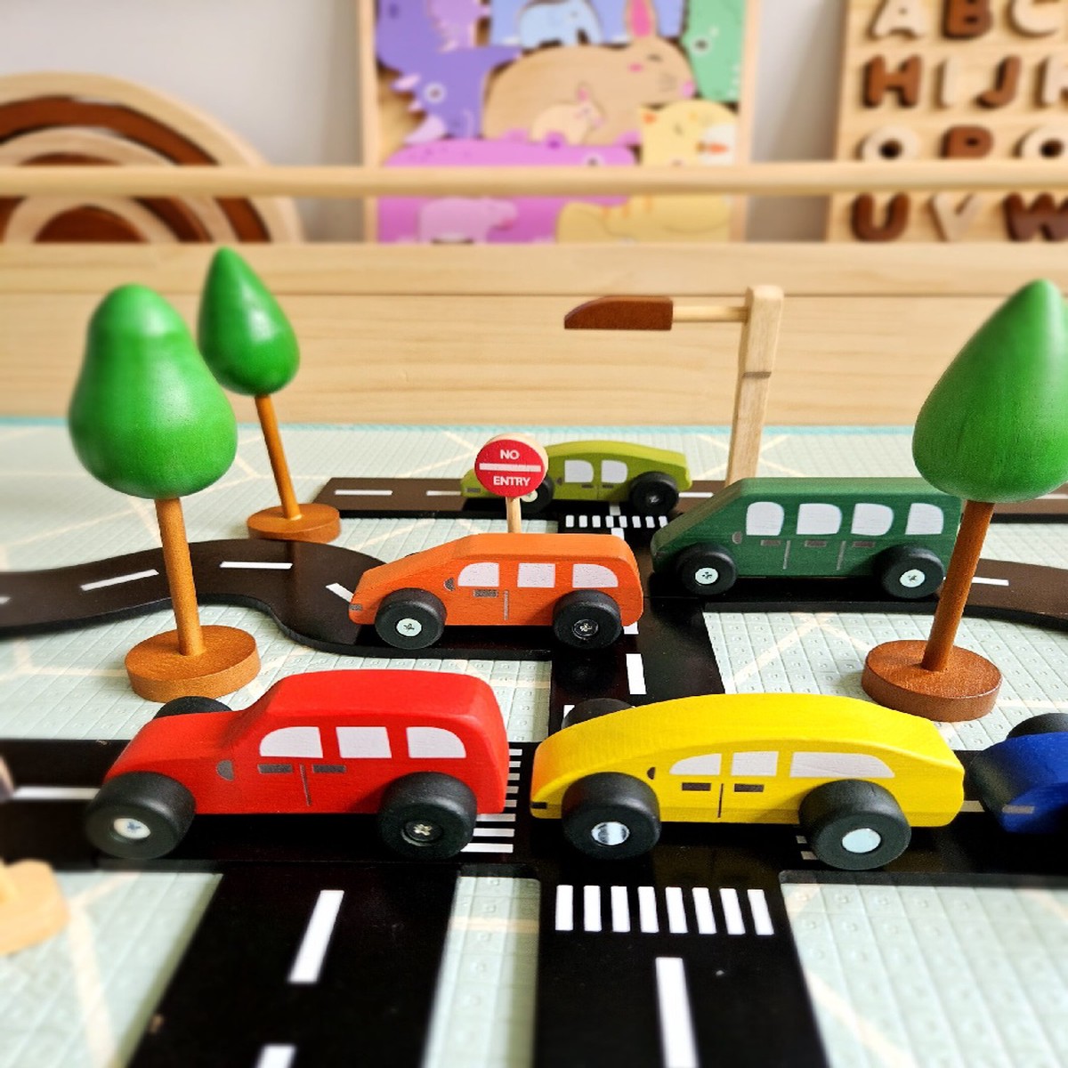 Qtoys Colourful Wooden Car Set of 6