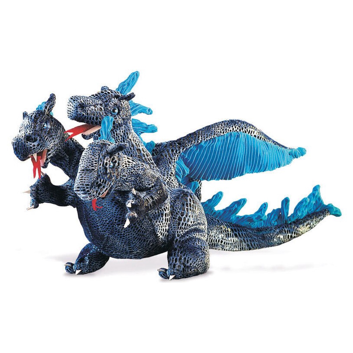 Folkmanis Blue 3 Head Dragon Puppet