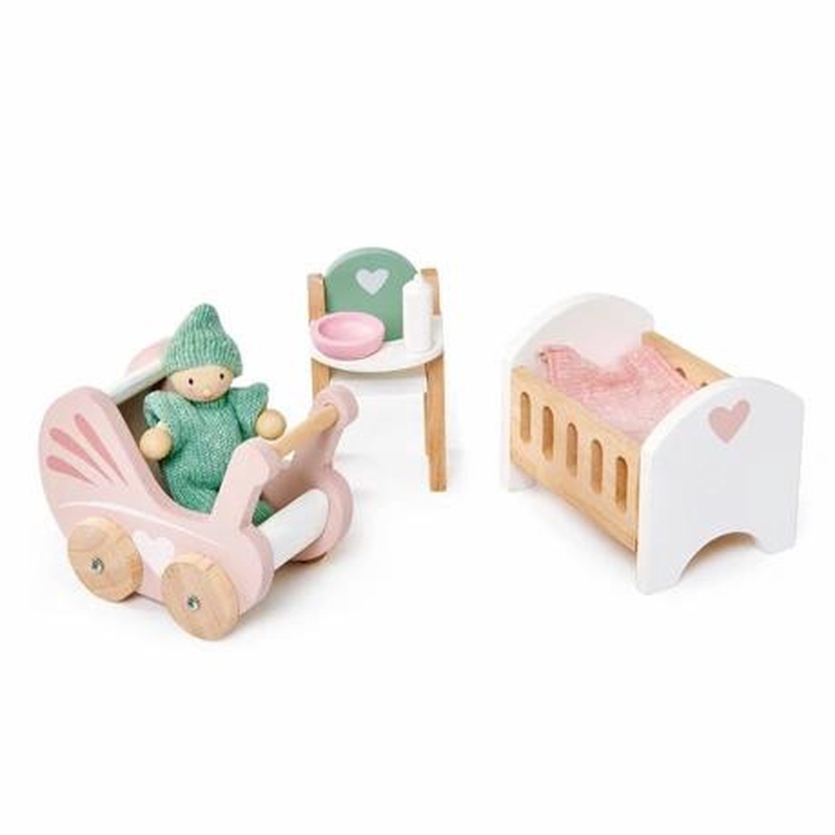 Tenderleaf Dovetail Nursery Wooden Furniture Set for Dolls House