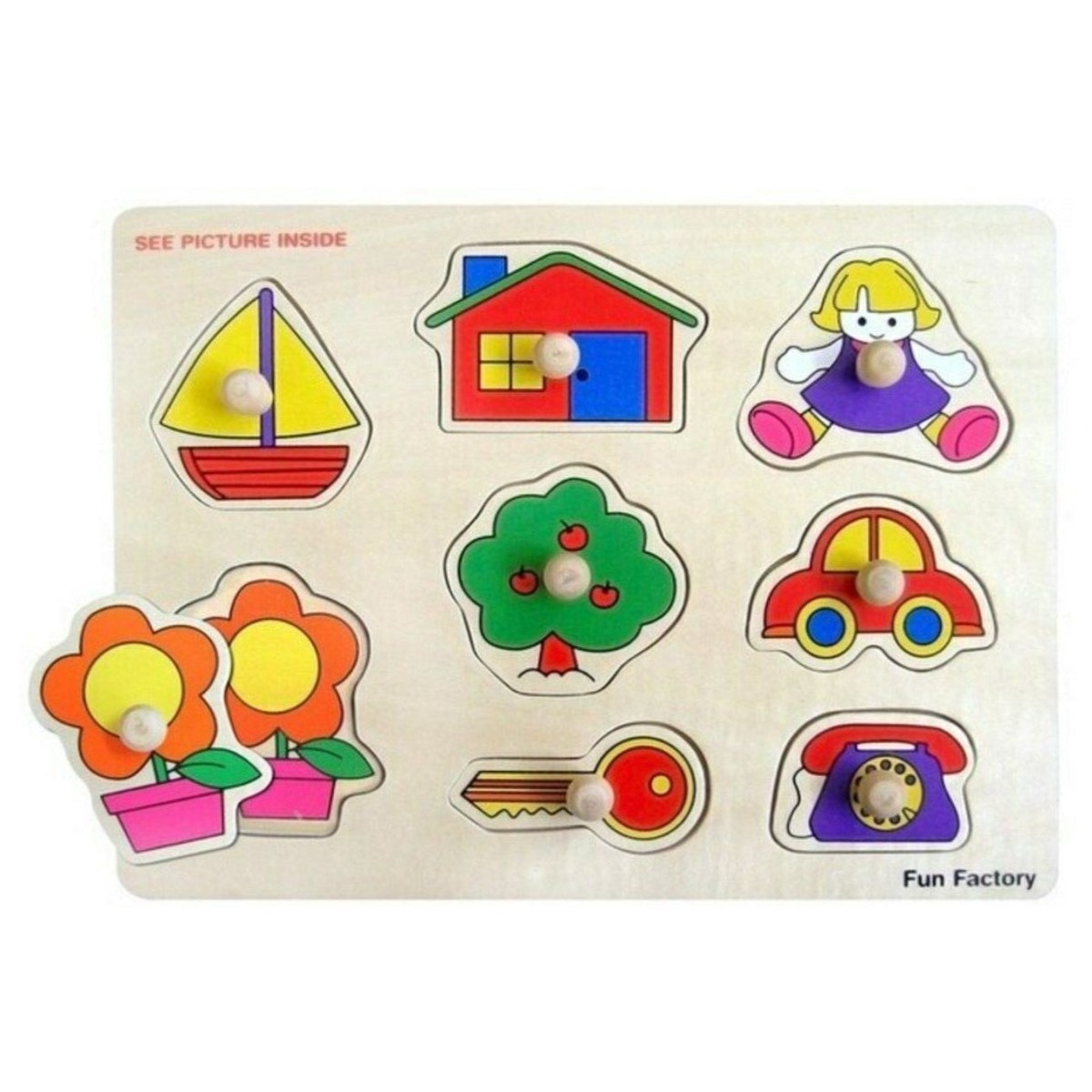 Fun Factory House and Boat Puzzle with Knobs