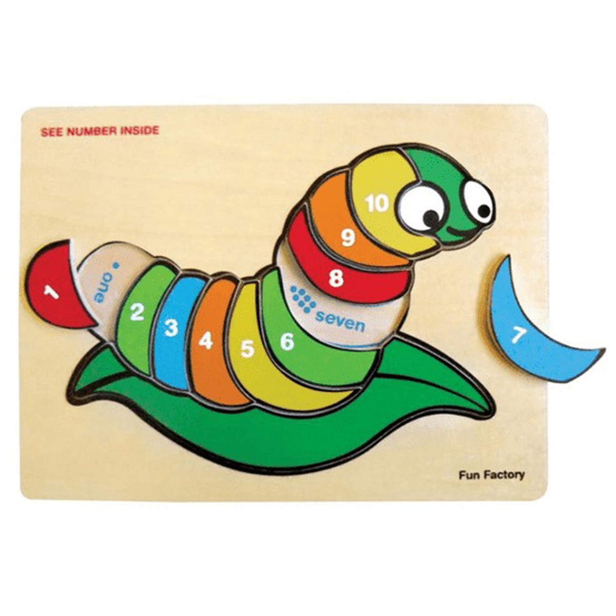 Fun Factory Silk Worm Wooden Numbers Puzzle Learning Toy