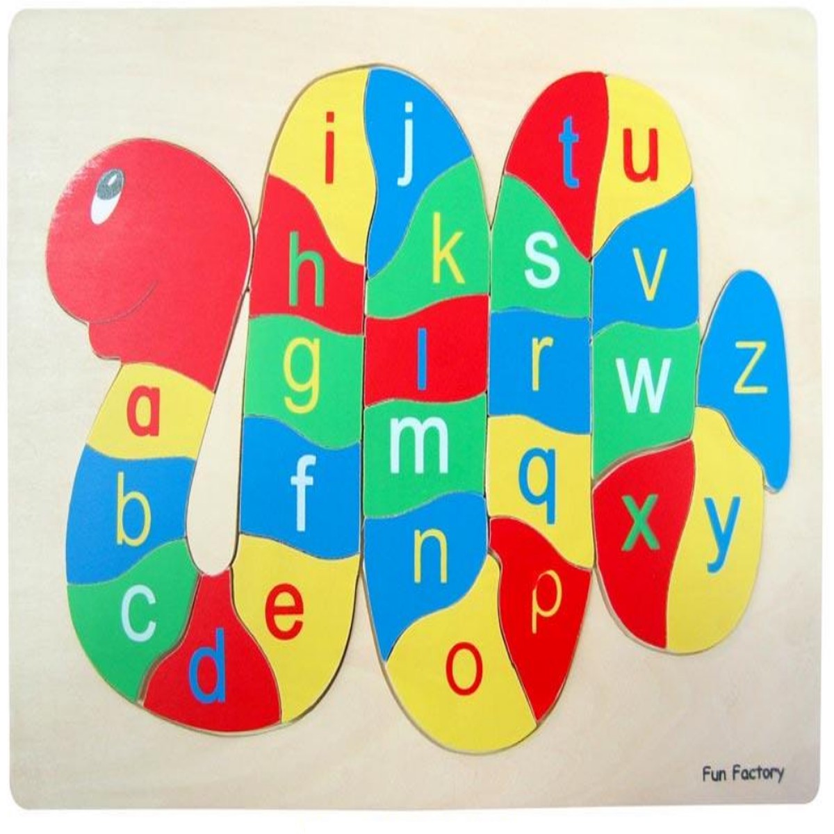 Fun Factory Alphabet Snake Raised Wooden Puzzle Letters Learning Toy