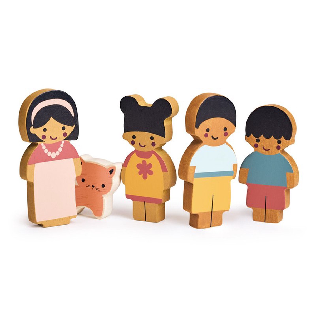 Mentari Wooden Doll Family With Cat