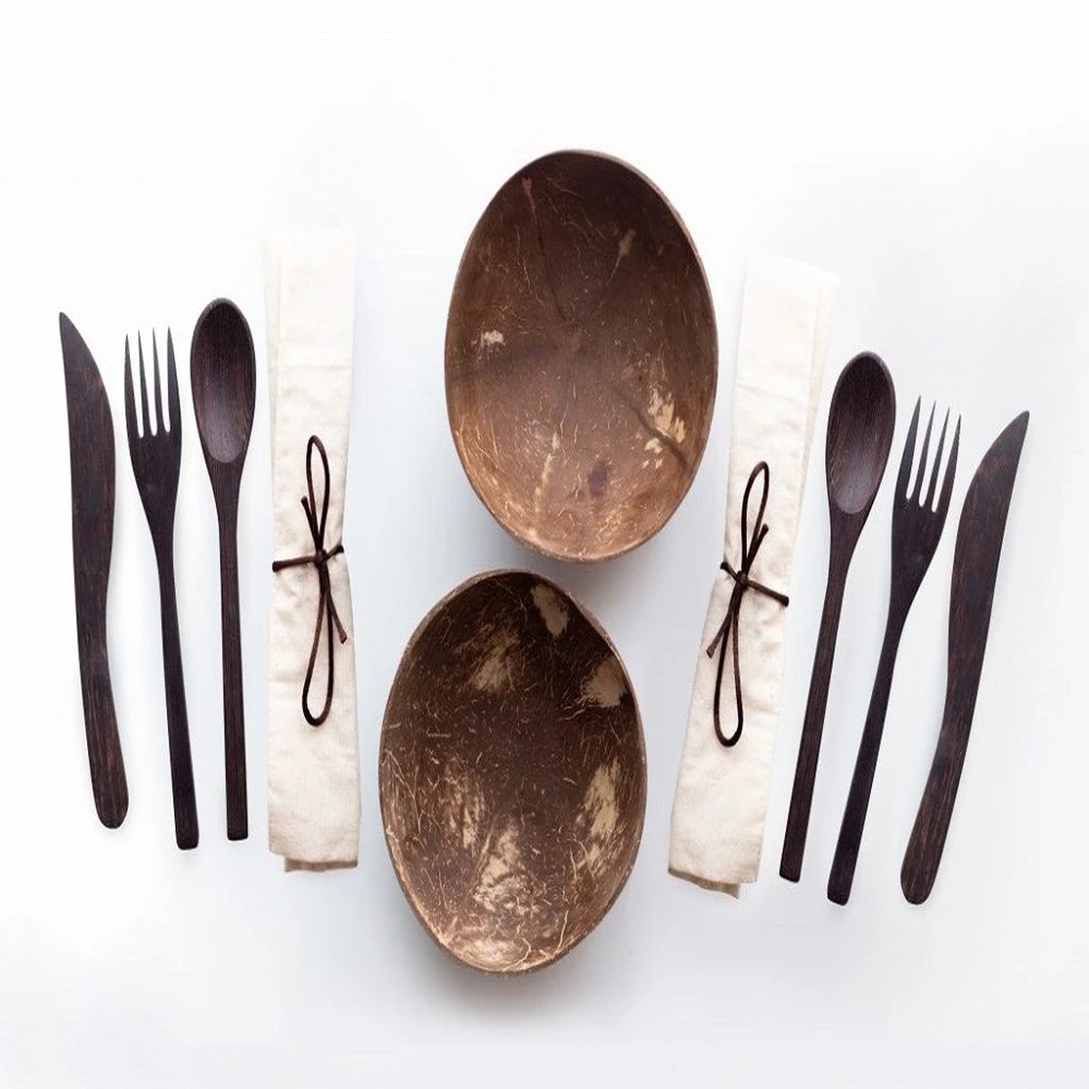 Qtoys Coconut Bowls And Utensils Set of 2