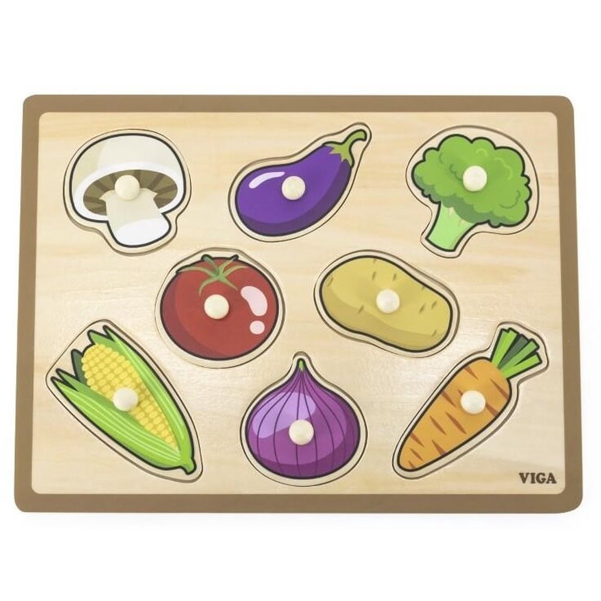Wooden Knob Puzzle - Vegetables