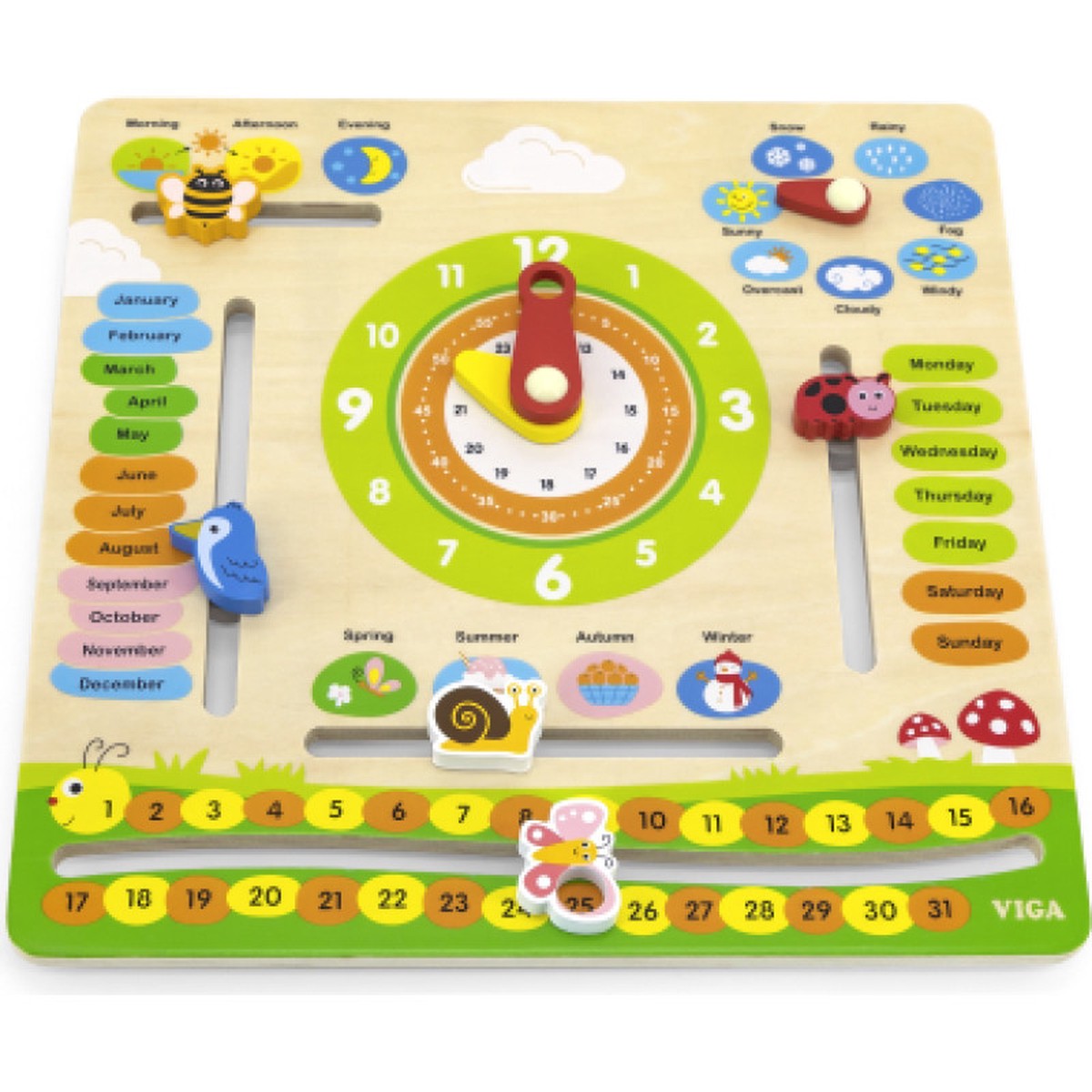Viga Clock & Calendar Learning Board