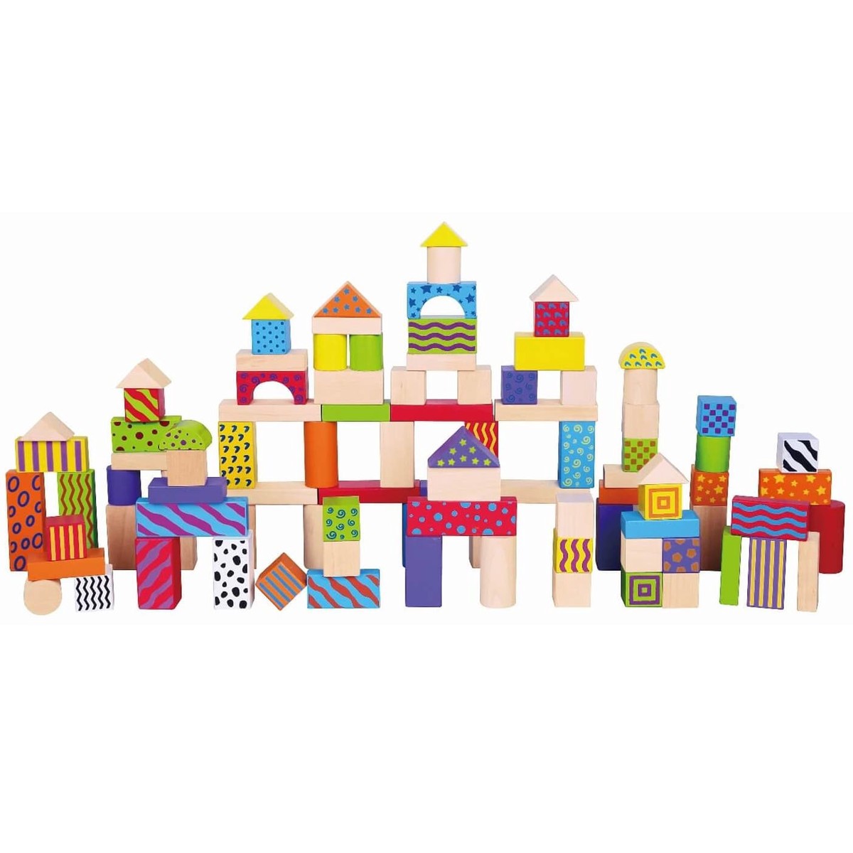 Viga Wooden Blocks Patterned – 100pcs