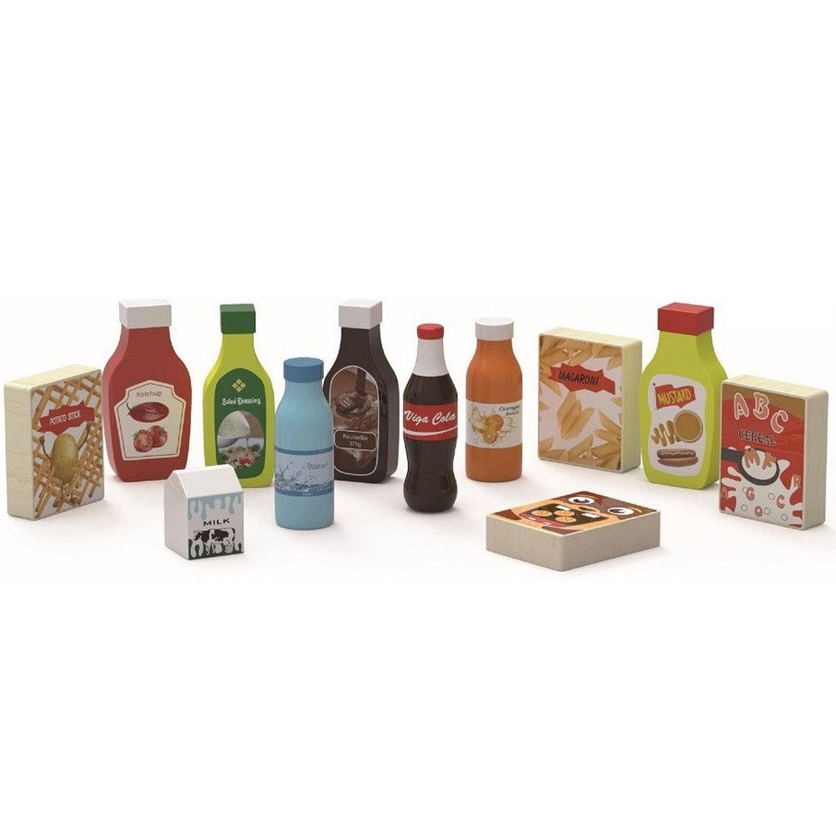 Viga Wooden Pretend Play Beverage & Food Grocery Set