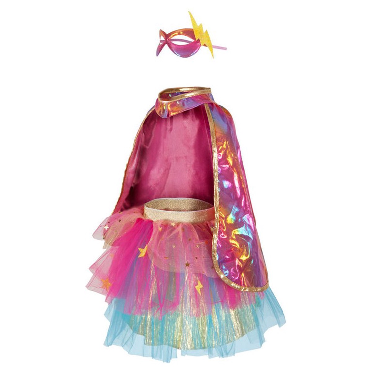 Great Pretenders Super-duper Tutu Cape & Mask Pink & Gold Kids Costume