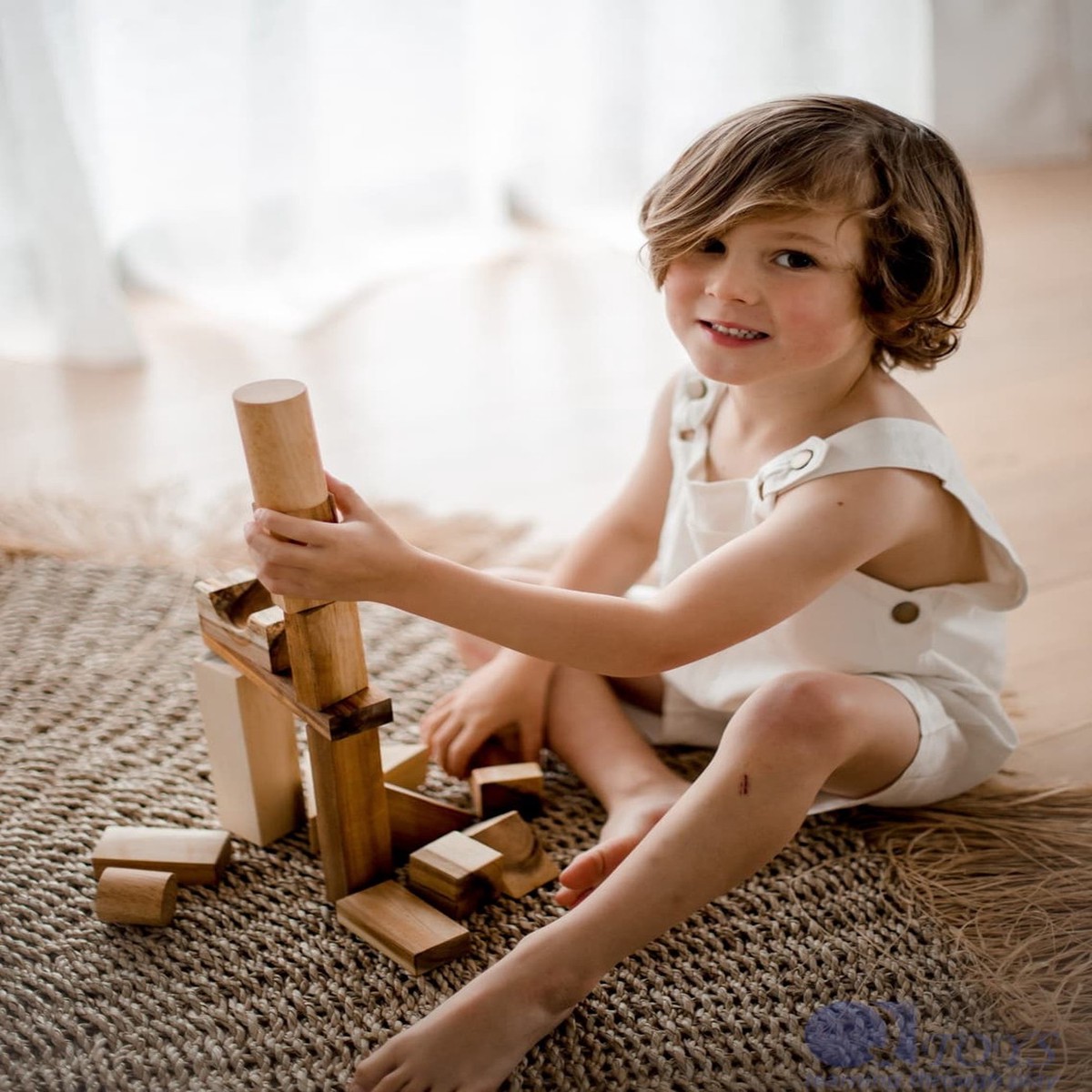 Qtoys Natural Wooden Blocks 34pcs