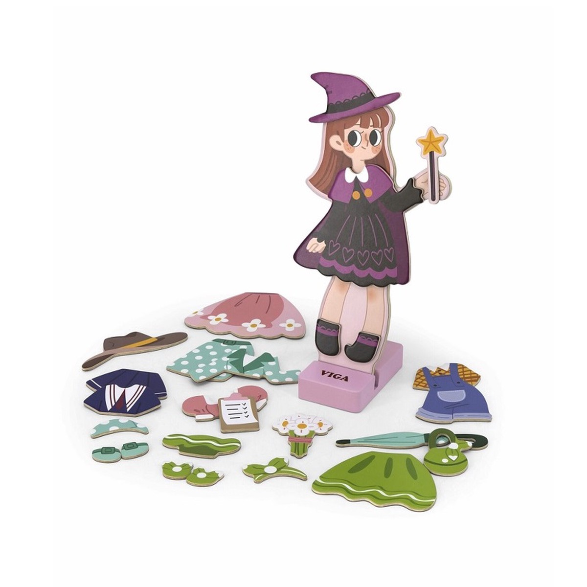 Viga Wooden Magnetic Dress Up – Girl