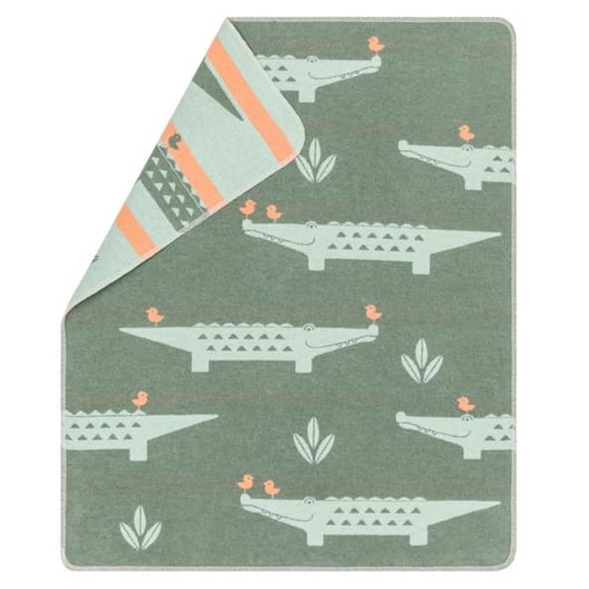 David Fussenegger Green Crocodiles Allover Juwel Bassinet Blanket