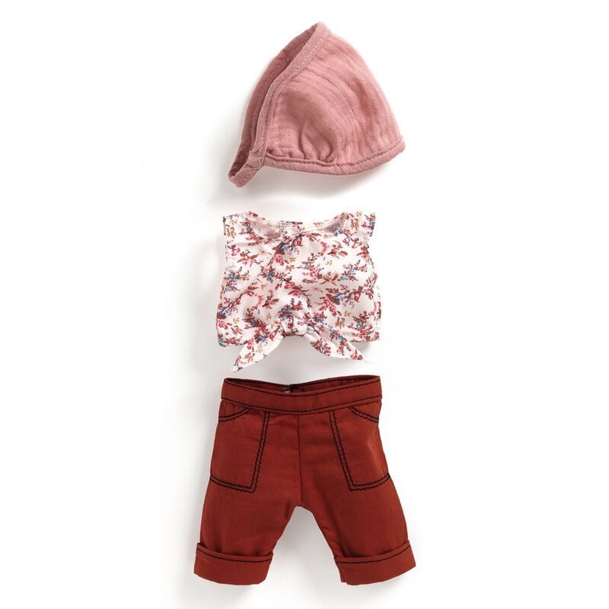 Djeco Lovely Doll Outfit Burgundy Pants, Top and Hairband
