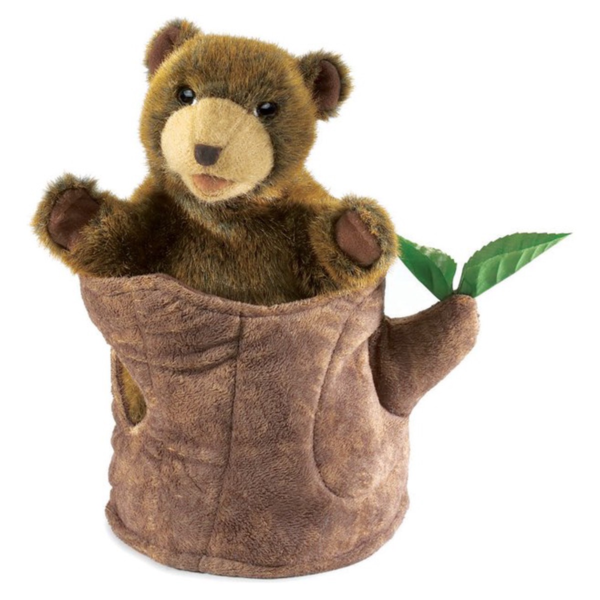 Folkmanis Bear In Tree Stump Puppet