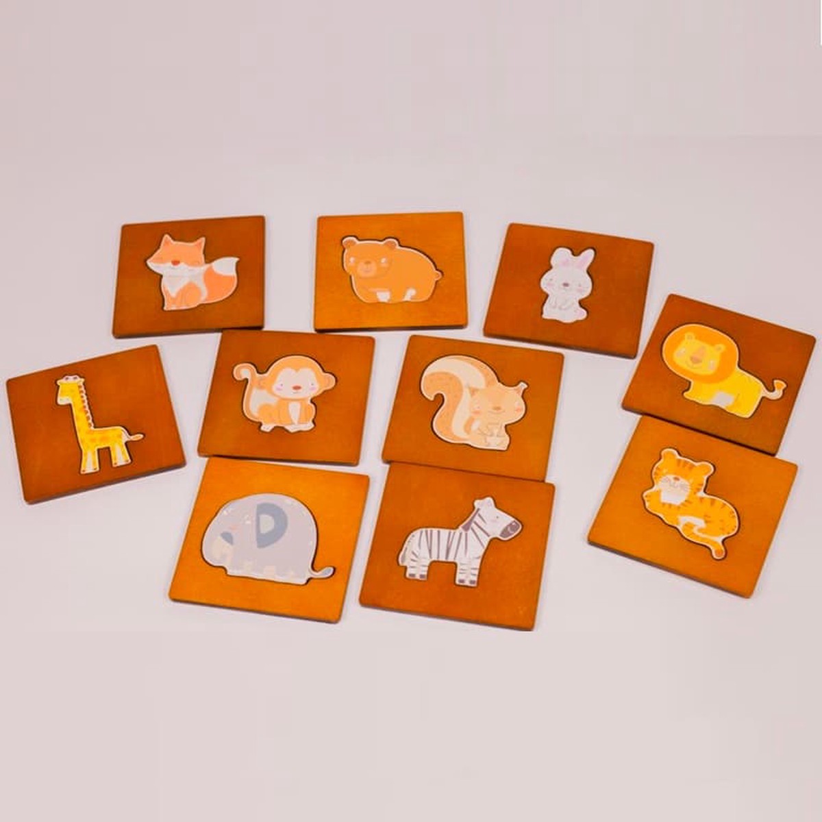 Wooden Animal Puzzle & Flashcard Matching Set  Montessori Learning Toy