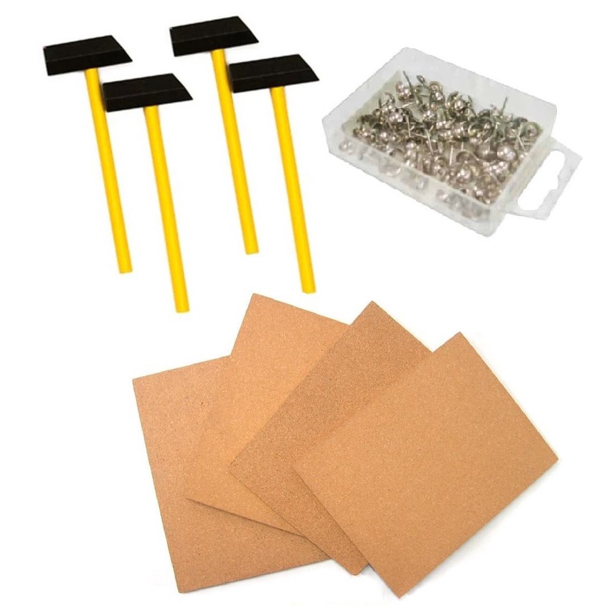 4pc Tap Tap Corkboard, Hammer and Nail Set
