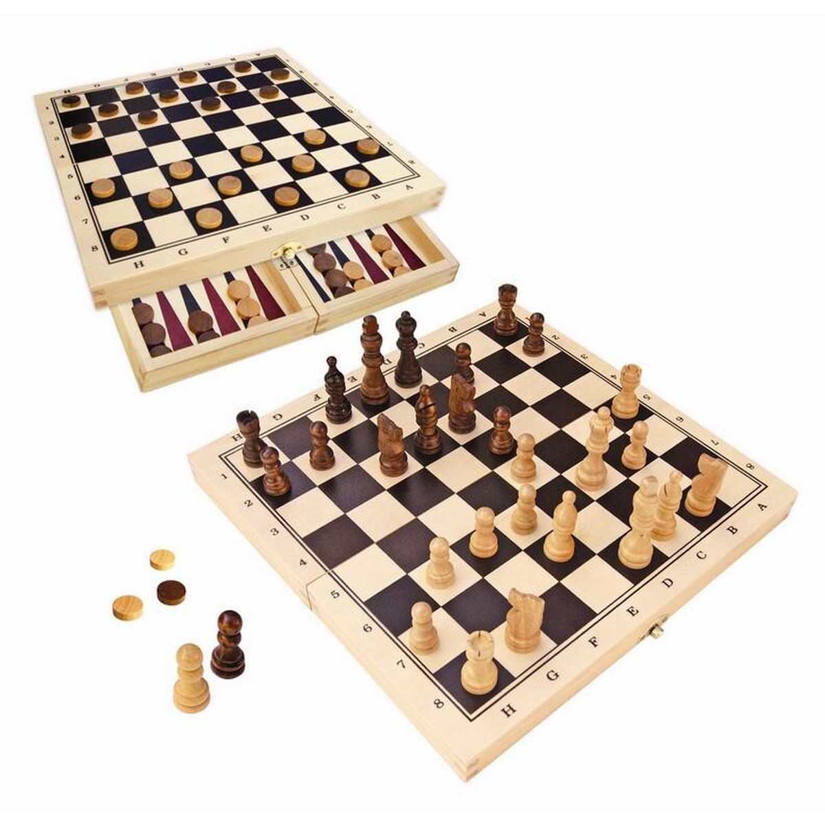 Fun Factory Wooden Fold-up Chess & Checkers