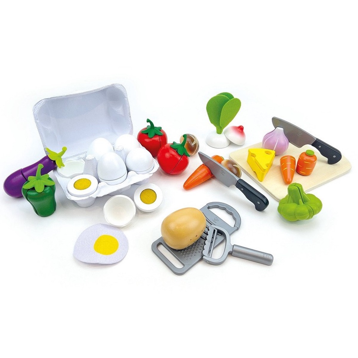 Beleduc Pretend Play Cutting Vegetables and Eggs Cooking Set