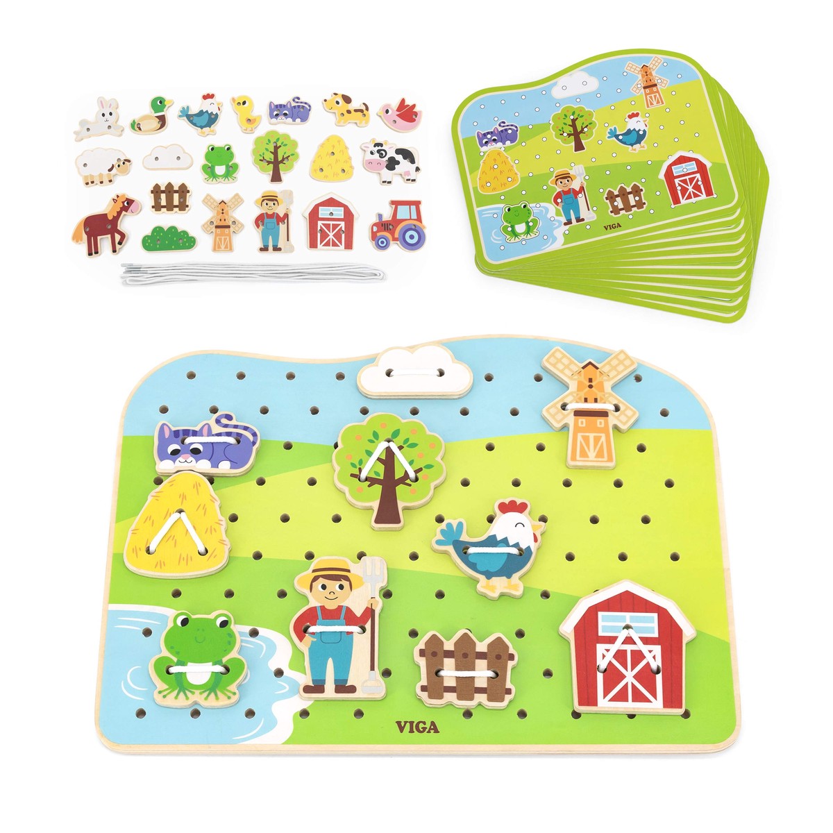 Wooden Farm Lacing Game